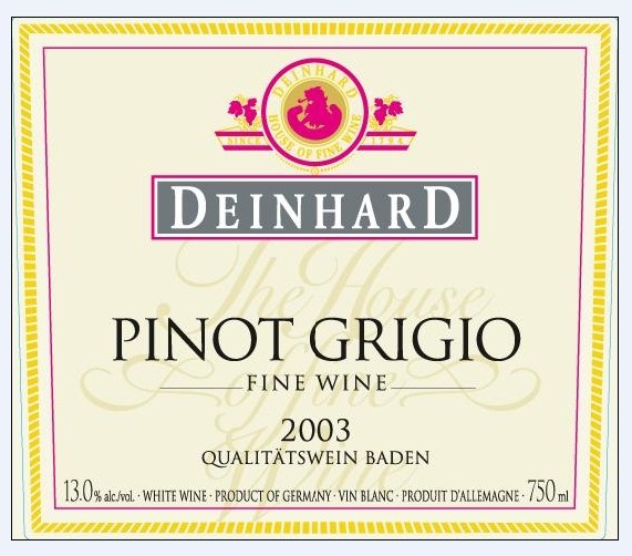 丹赫灰皮诺干白Deinhard Pinot Grigio Qba