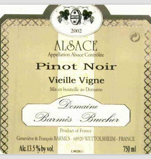 巴尔梅布彻老藤黑皮诺干红Domaine Barmes-Buecher Pinot Noir Vieilles Vignes