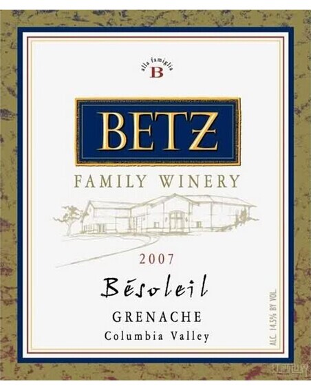 贝茨家族贝索莱歌海娜干红Betz Family Winery Besoleil Grenache