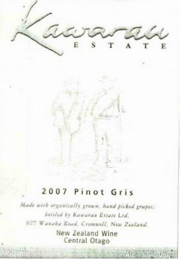 卡瓦劳灰皮诺干白Kawarau Estate Pinot Gris