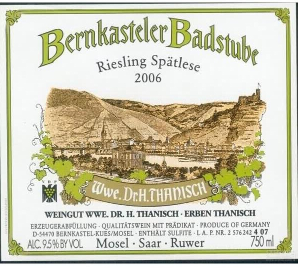 塔尼史班卡斯特勒-巴斯图园雷司令迟摘干白Weingut Wwe. Dr. H. Thanisch Bernkasteler Badstube Riesling Spatlese