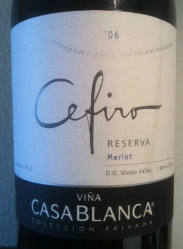 卡萨布兰卡西菲罗珍藏梅洛干红Vina Casablanca Cefiro Reserva Merlot