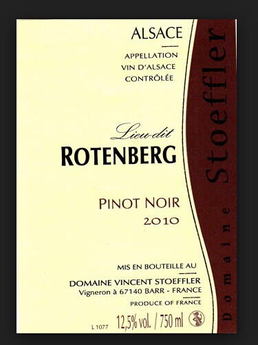 施特夫勒天然罗滕伯格黑皮诺干红Domaine Stoeffler Pinot Noir Lieu-Dit Rotenberg