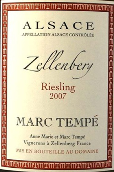 马克特佩酒庄真勒伯格雷司令干白Domaine Marc Tempe Riesling Zellenberg