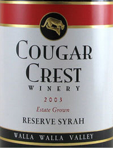 美洲狮酒庄珍藏西拉干红Cougar Crest Winery Estate Reserve Syrah