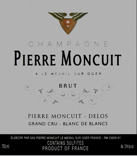 蒙库特酒庄特级园白中白干型香槟Pierre Moncuit Grand Cru Blanc de Blancs Brut