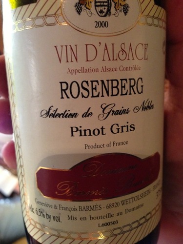 巴尔梅布彻罗森伯格高贵精选灰皮诺干白Domaine Barmes-Buecher Pinot Gris Rosenberg Selection Grains Nobles