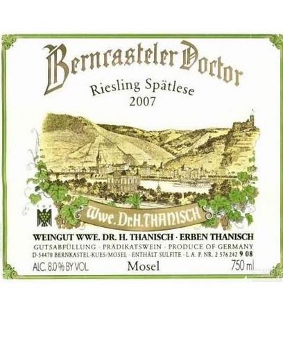 塔尼史班卡斯特勒雷司令迟摘白Weingut Wwe. Dr. H. Thanisch Erben Thanisch Berncasteler Doctor Riesling Spatlese