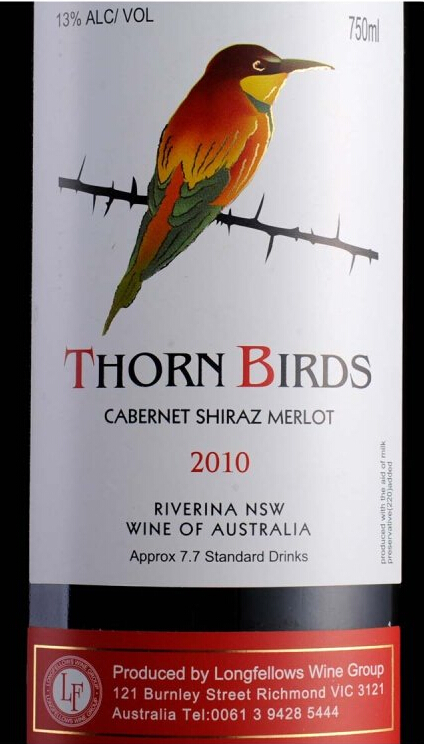 荆棘鸟卡本妮西拉梅洛干红THRON BIRDS CABERNET SHIRAZ MERLOT