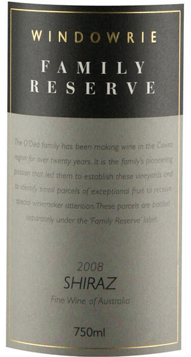 伟度尔精选施赫干红Windowrie Family Reserve Shiraz