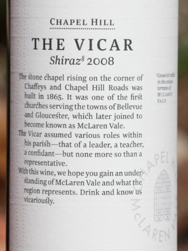 礼拜山教皇西拉干红Chapel Hill Winery The Vicar Shiraz