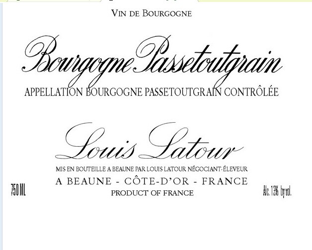 路易拉图勃艮第干红Louis Latour Bourgogne Passe-tout-grains