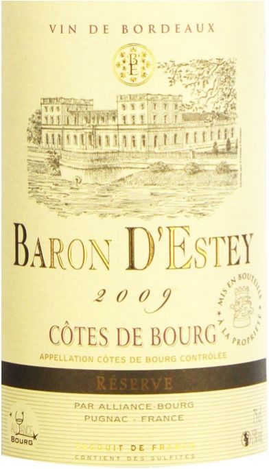 金伯爵法定产区珍藏陈酿干红Baron D'estey Cotes Bourg Reserve