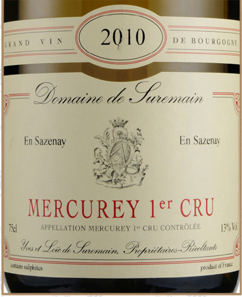 苏雷曼酒庄梅克雷一级园萨内干白Domaine de Suremain Mercurey 1er Cru Sazenay White