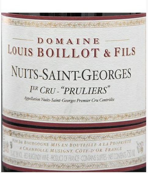 路易斯伯奕乐庄园路易圣乔治村干红Domaine Louis Boillot Les Pruliers