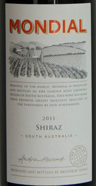 梦帝奥设拉子干红MONDIAL SHIRAZ