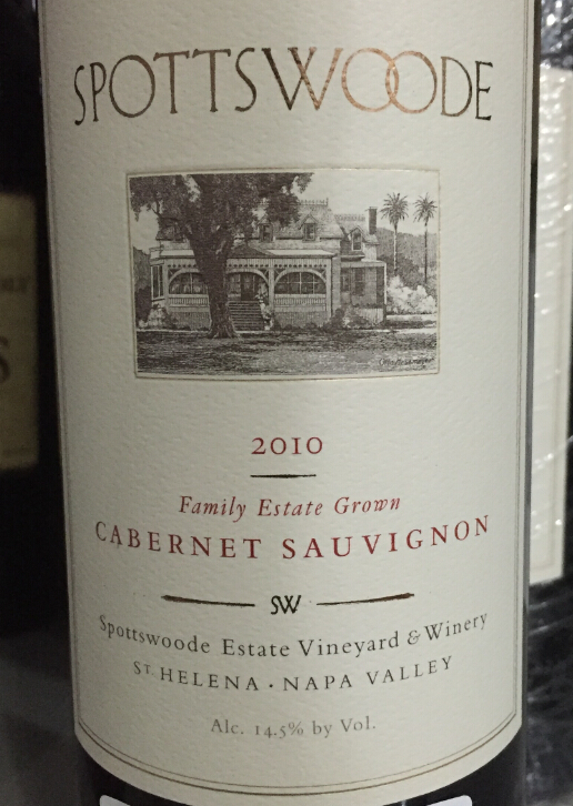 斯勃兹伍德家族酒庄庄园特选赤霞珠干红Spottswoode Estate Vineyard & Winery Family Estate Grown Cabernet Sauvignon