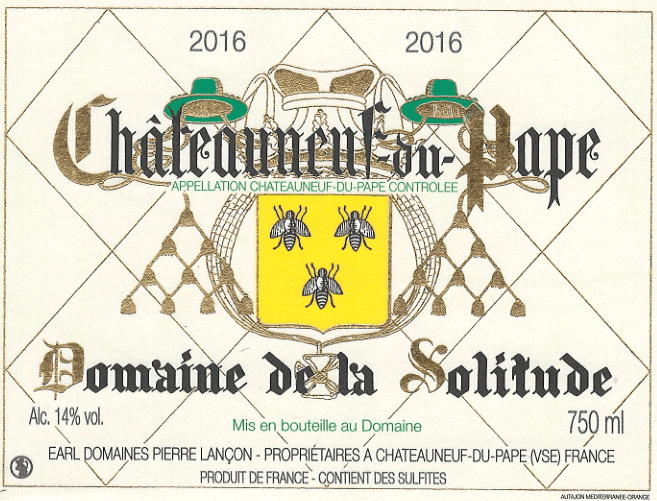 三蜂庄教皇新堡黄蜂白葡萄酒Domaine de la Solitude Chateauneuf du pape Tradition Blanc