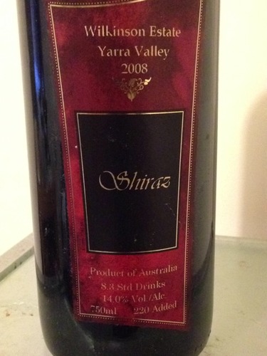 威尔金森设拉子干红Wilkinson Estate Yarra Valley Shiraz