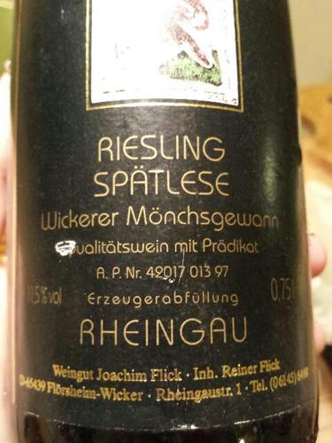 Rheingau Wicker Monchsgewann Riesling Spatlese