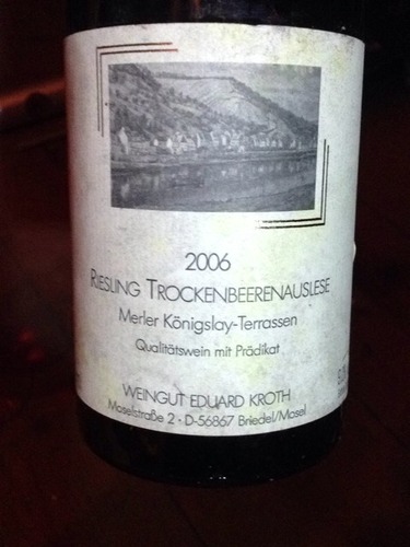 科特酒庄干果颗粒贵腐精选甜白Weingut Eduard Kroth Trockenbeerenauslese Riesling Merler Königslay-Terrassen