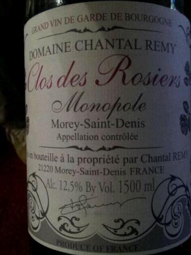 Domaine Chantal Remy Clos des Rosiers Monopole