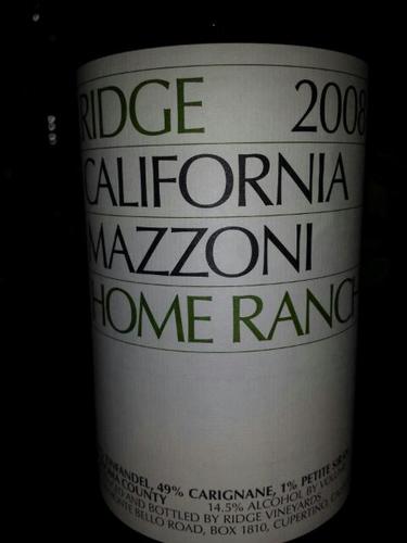 山脊马佐尼家乡园干红Ridge Mazzoni Home Ranch